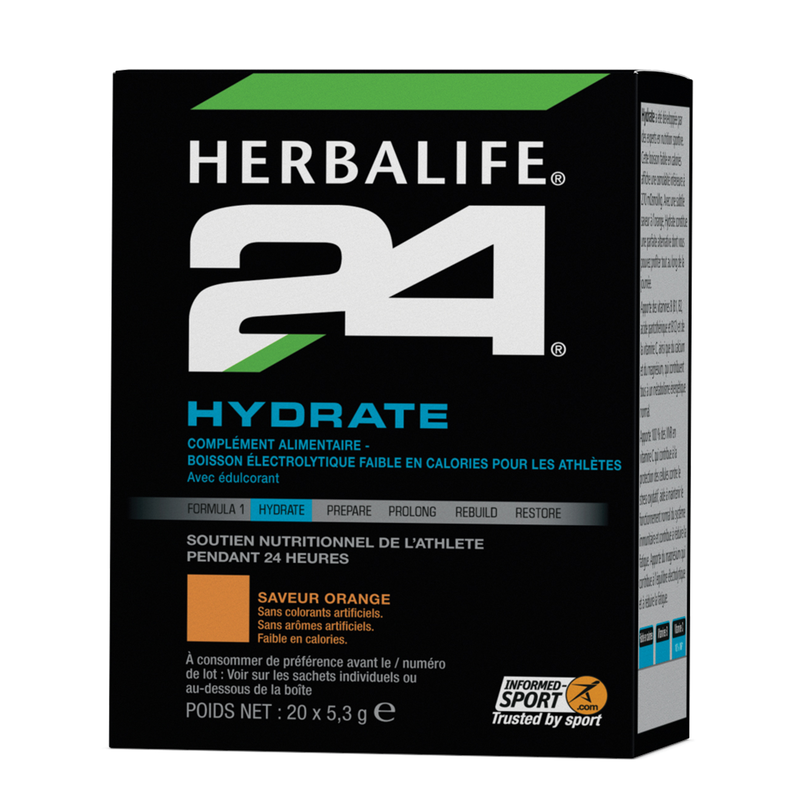 Herbalife24 Hydrate Orange - 20 sachets d'électrolytes pour l'hydratation pendant le sport